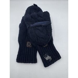Abercrombie & Fitch Y2K Cable Knit Convertible Mittens Gloves Navy